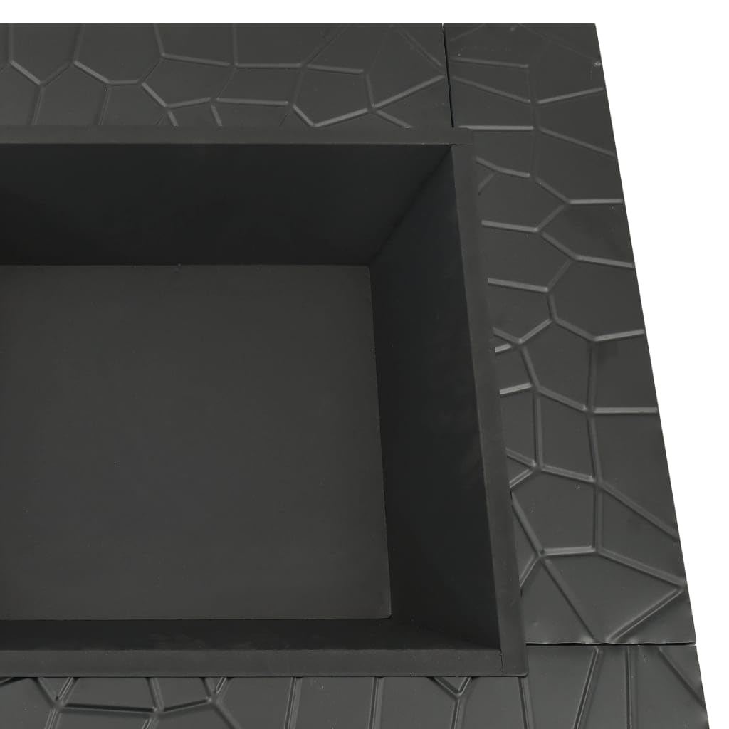32 Inch Black Steel Square Outdoor Fire Pit M3299