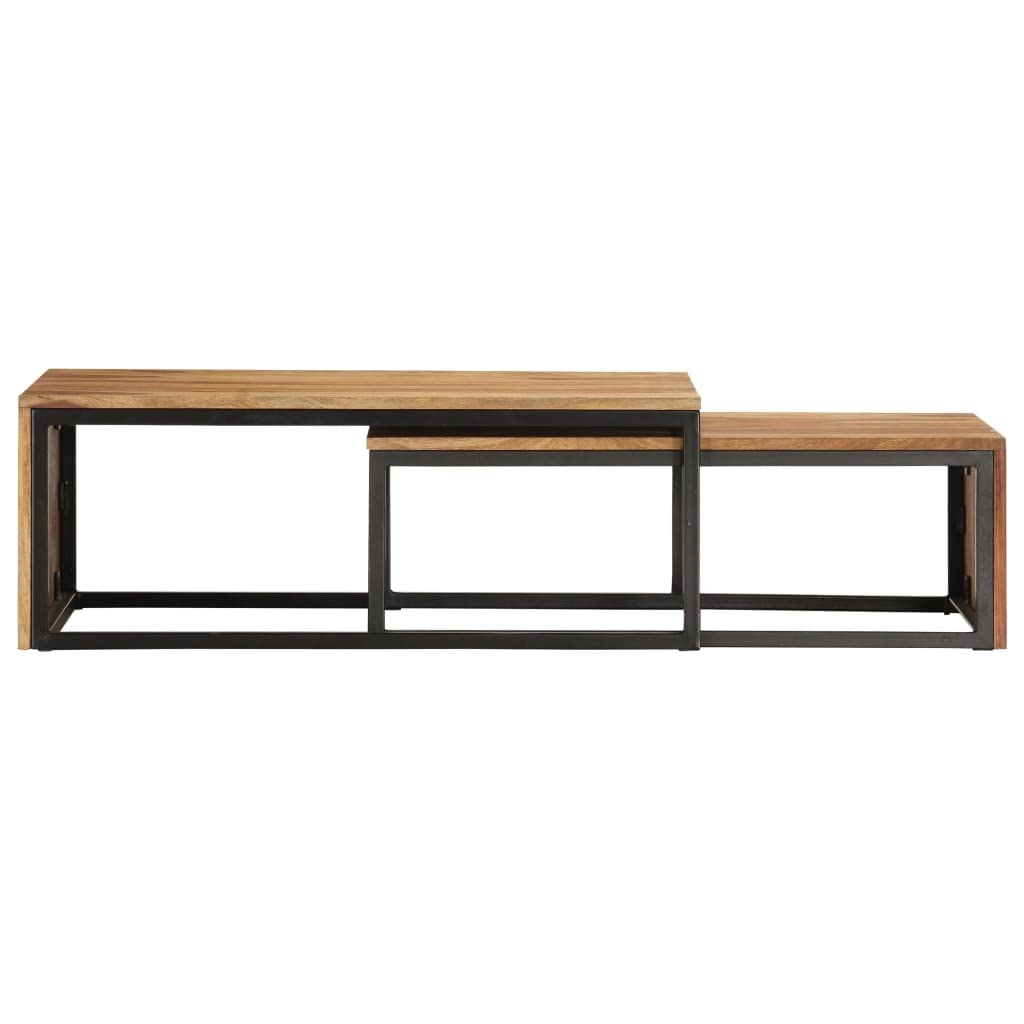 2 pcs Solid Sheesham Wood Nesting Coffee Table O323
