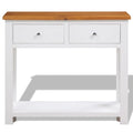 Solid Oak Wood Console Table with 2 Drawers and Shelf T572943