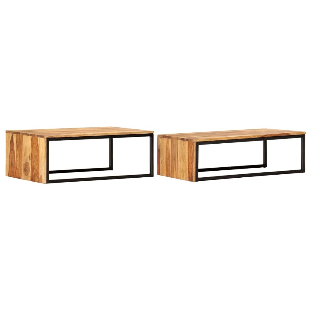 2 pcs Solid Sheesham Wood Nesting Coffee Table O323