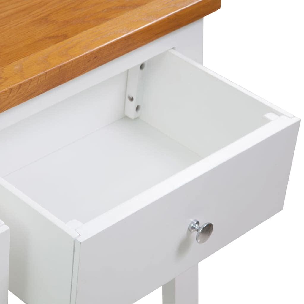Solid Oak Wood Console Table with 2 Drawers and Shelf T572943