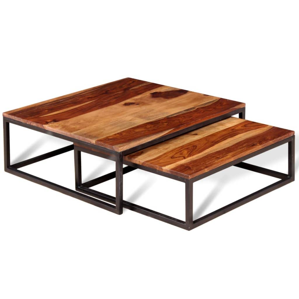 Solid Sheesham Wood Nesting Coffee Table Set T151