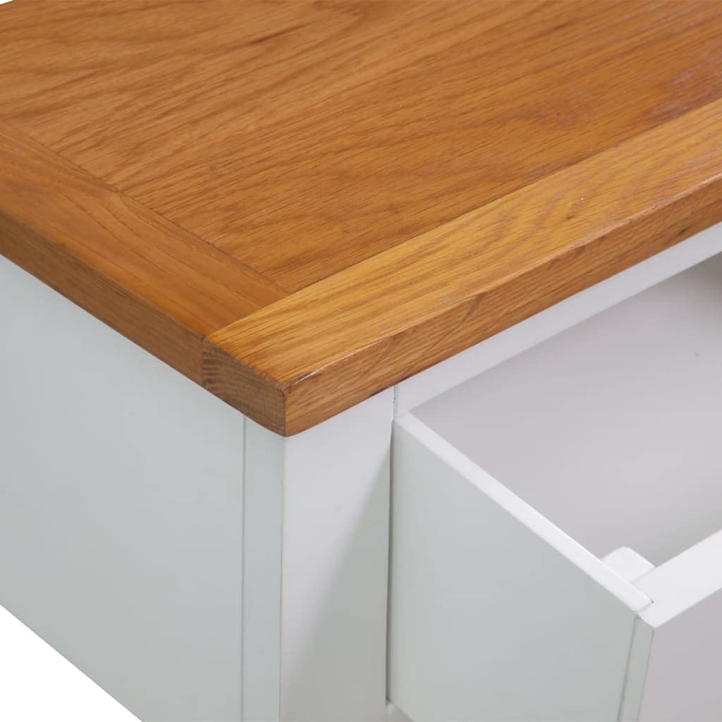 Solid Oak Wood Console Table with 2 Drawers and Shelf T572943