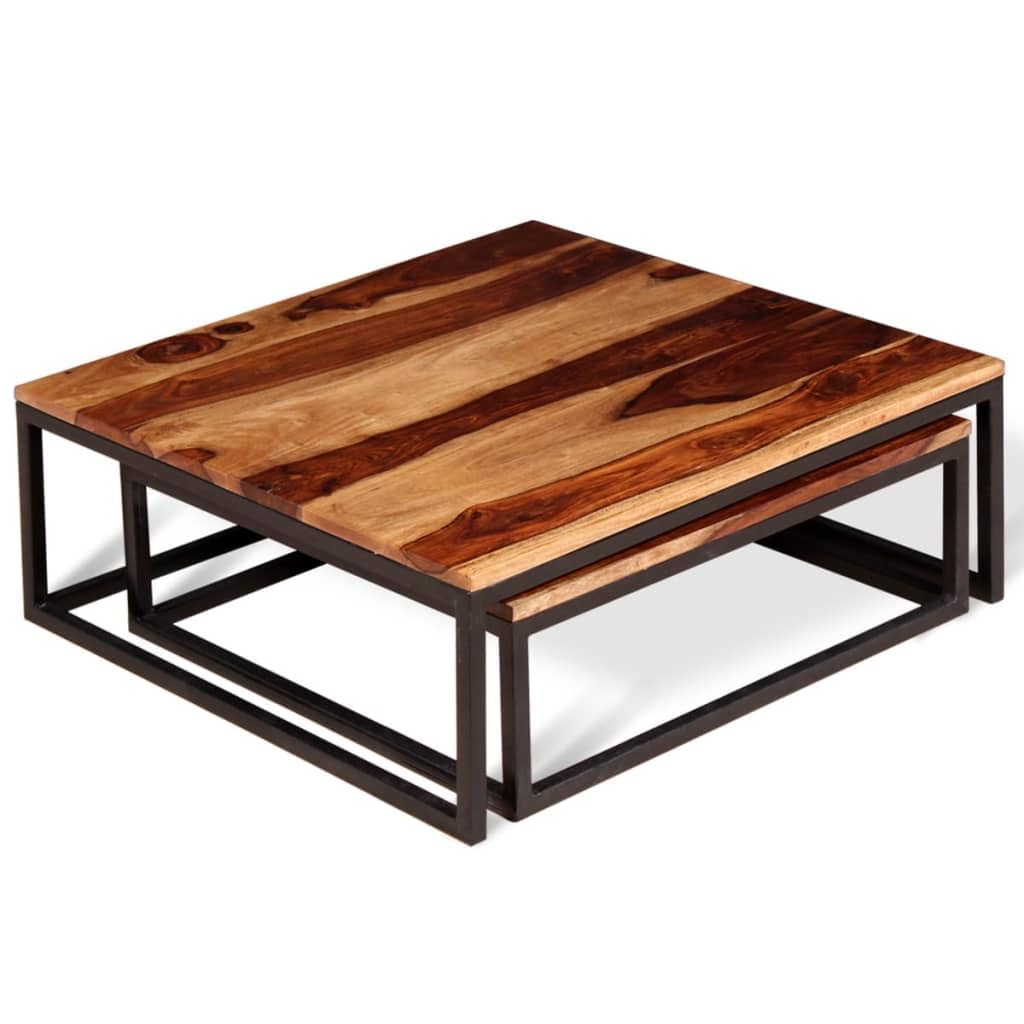 Solid Sheesham Wood Nesting Coffee Table Set T151