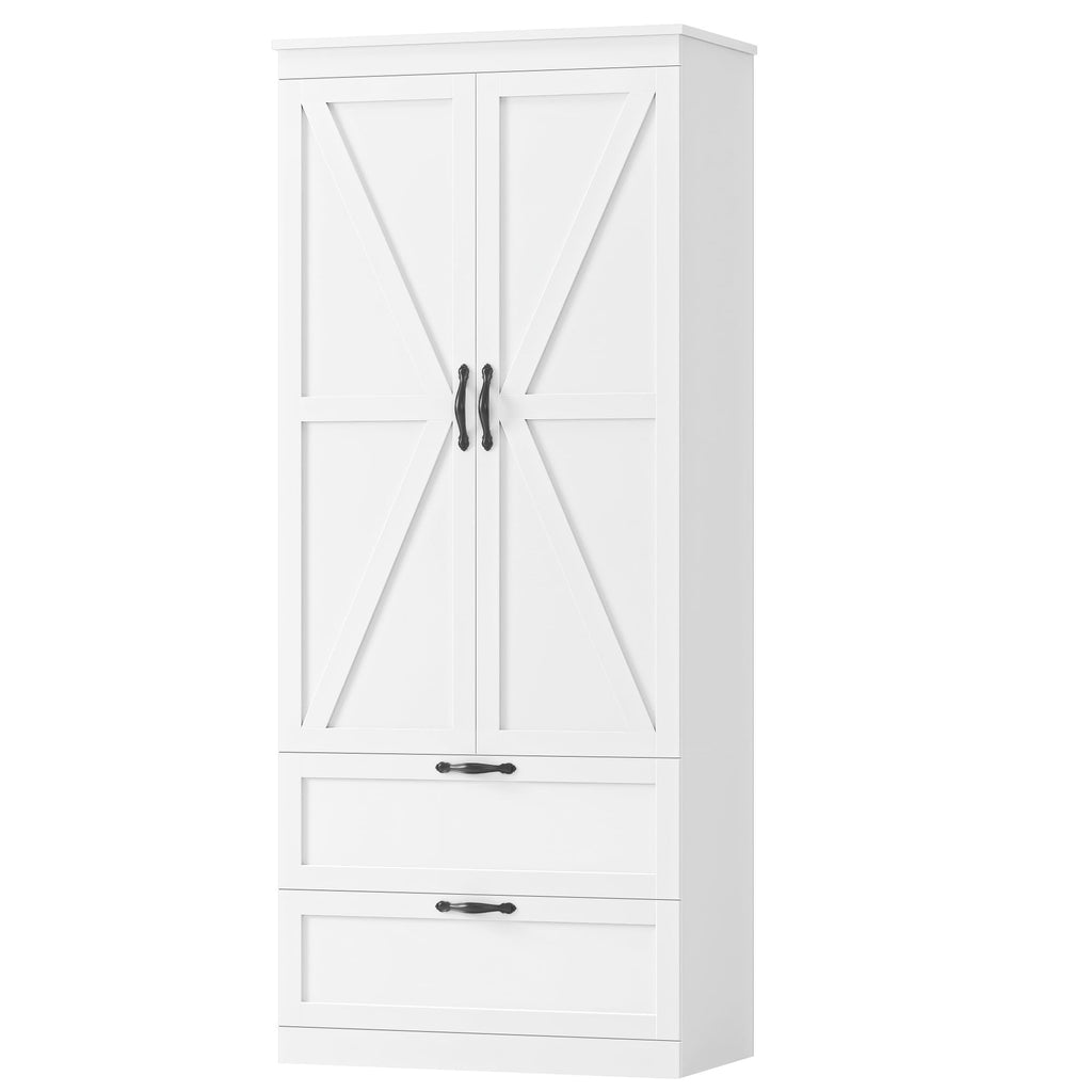 70" White Kitchen Pantry Storage Cabinet T7493