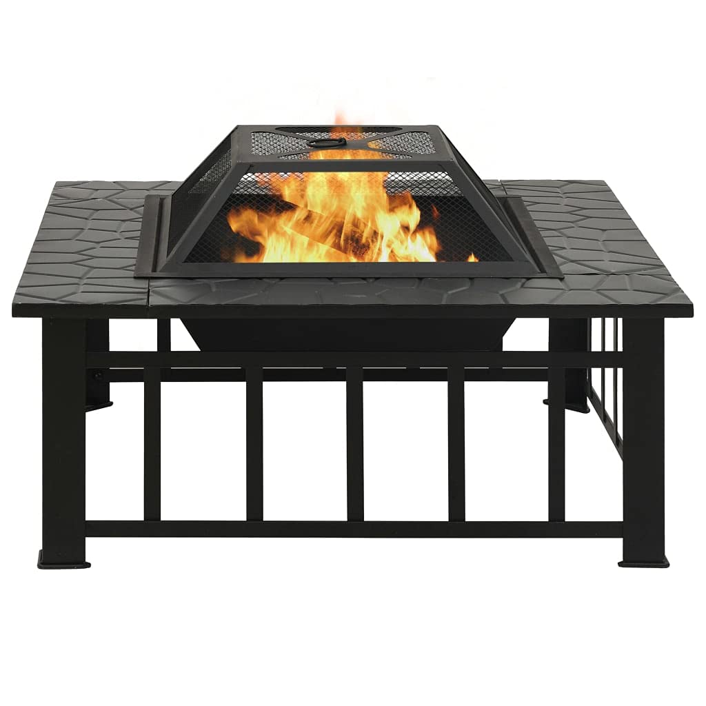 32 Inch Black Steel Square Outdoor Fire Pit M3299