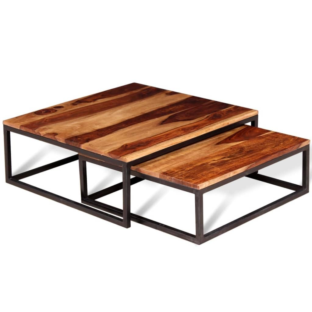 Solid Sheesham Wood Nesting Coffee Table Set T151