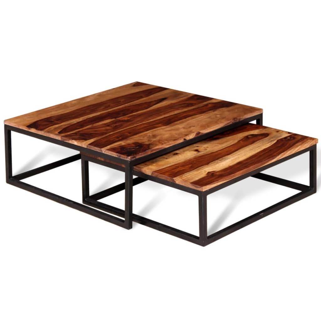 Solid Sheesham Wood Nesting Coffee Table Set T151