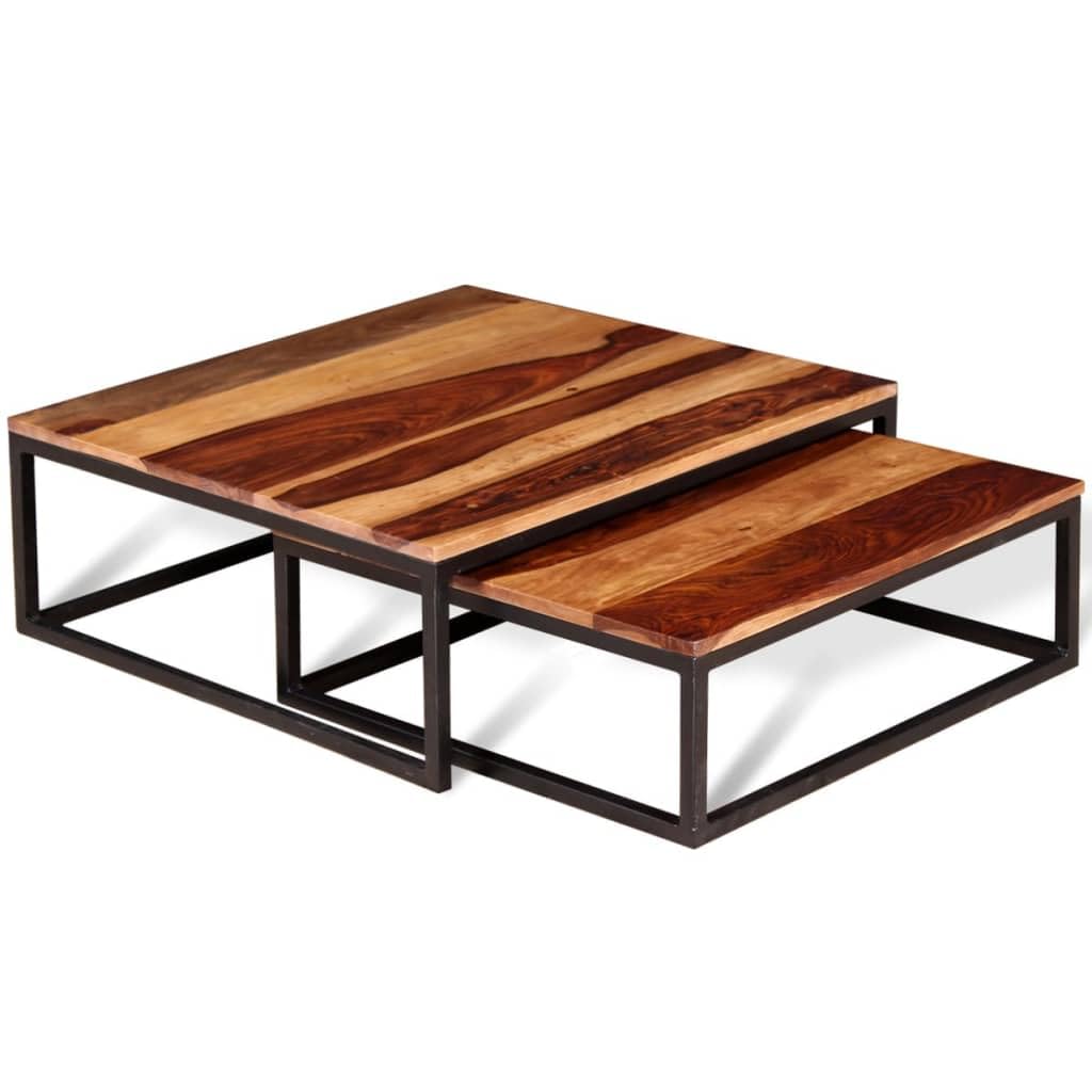 Solid Sheesham Wood Nesting Coffee Table Set T151