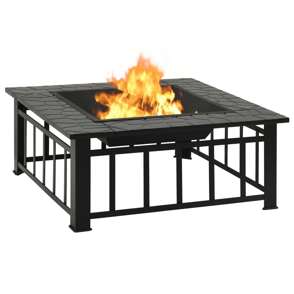32 Inch Black Steel Square Outdoor Fire Pit M3299