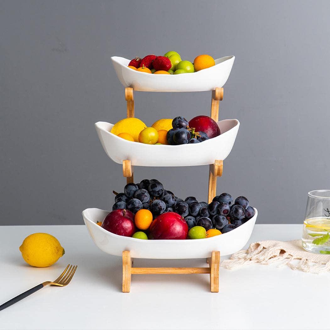 3 Tier White Ceramic Fruit Basket R33599