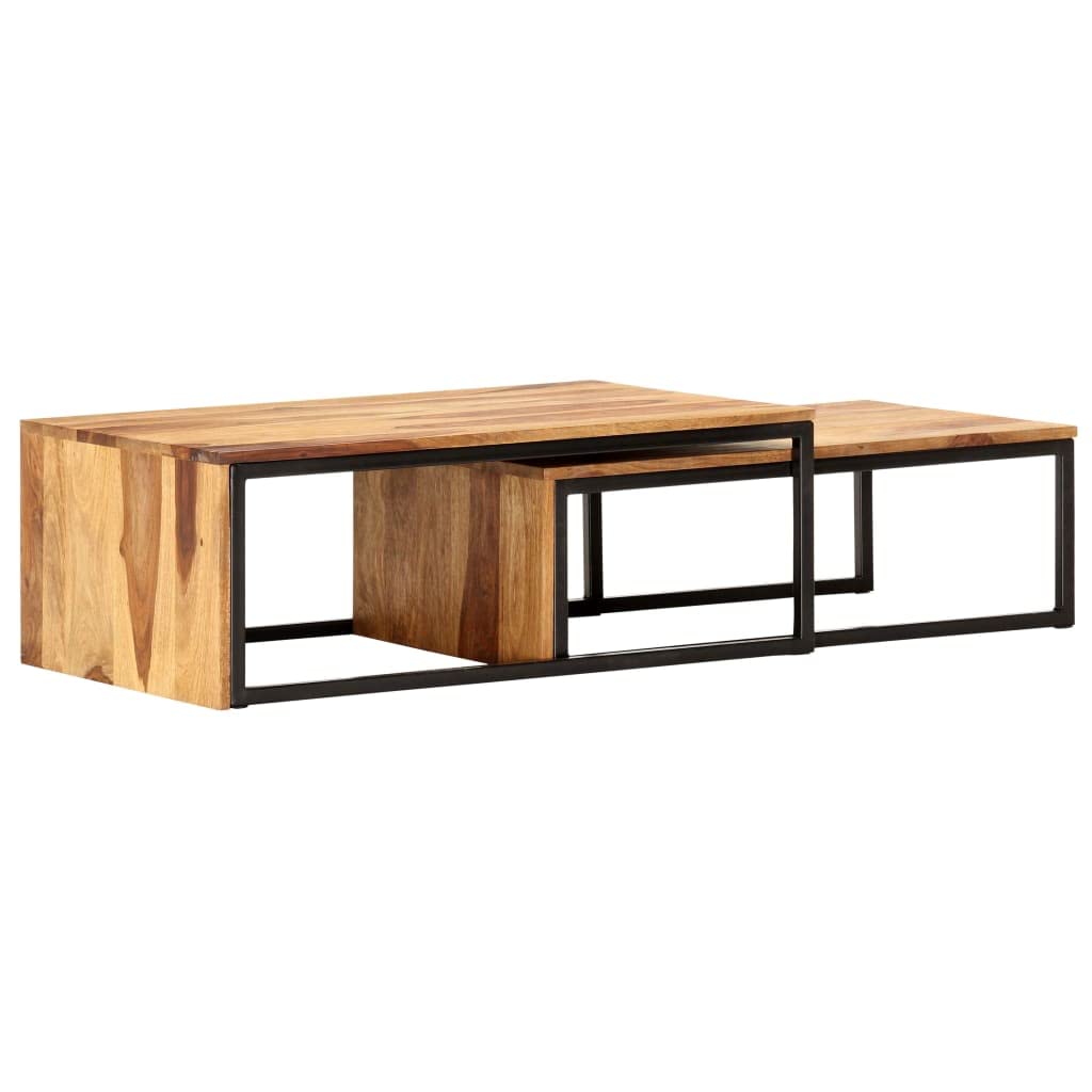 2 pcs Solid Sheesham Wood Nesting Coffee Table O323