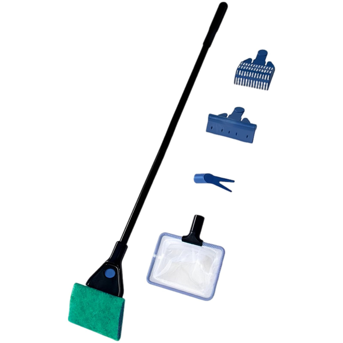 5 in 1 Aquarium Cleaning Kit with Algae Scraper Gravel Rake Fish Net and Brush Q65413