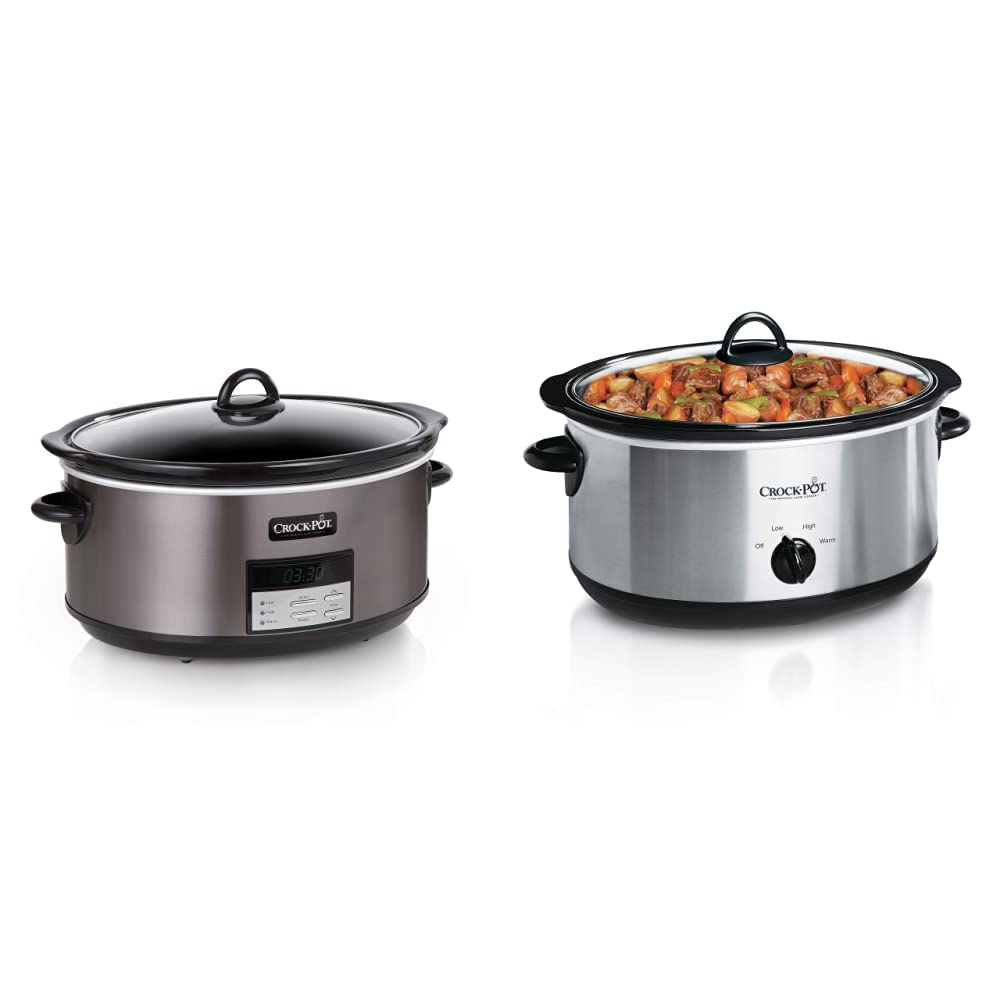 8 Quart Programmable Slow Cooker + 7 Quart Oval Manual Slow Cooker, Stainless Steel P9813