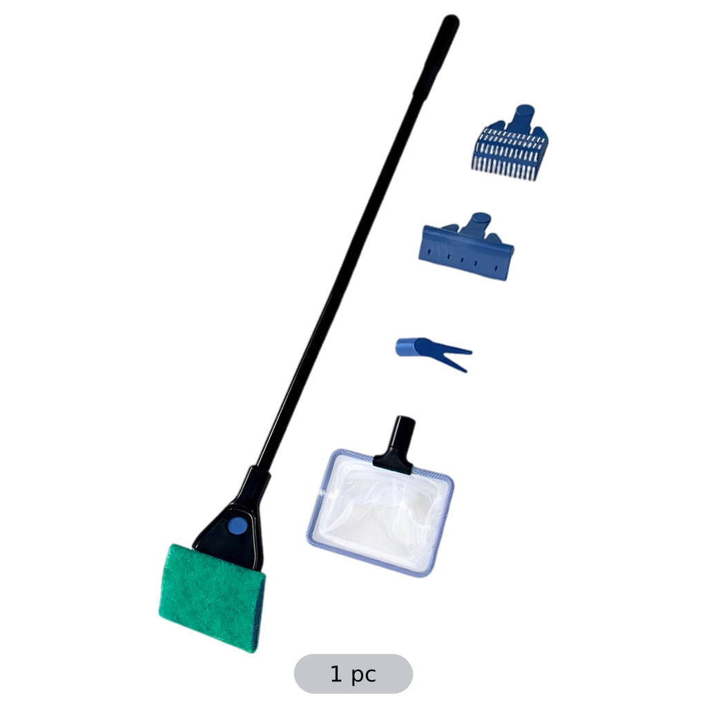 5 in 1 Aquarium Cleaning Kit with Algae Scraper Gravel Rake Fish Net and Brush Q65413
