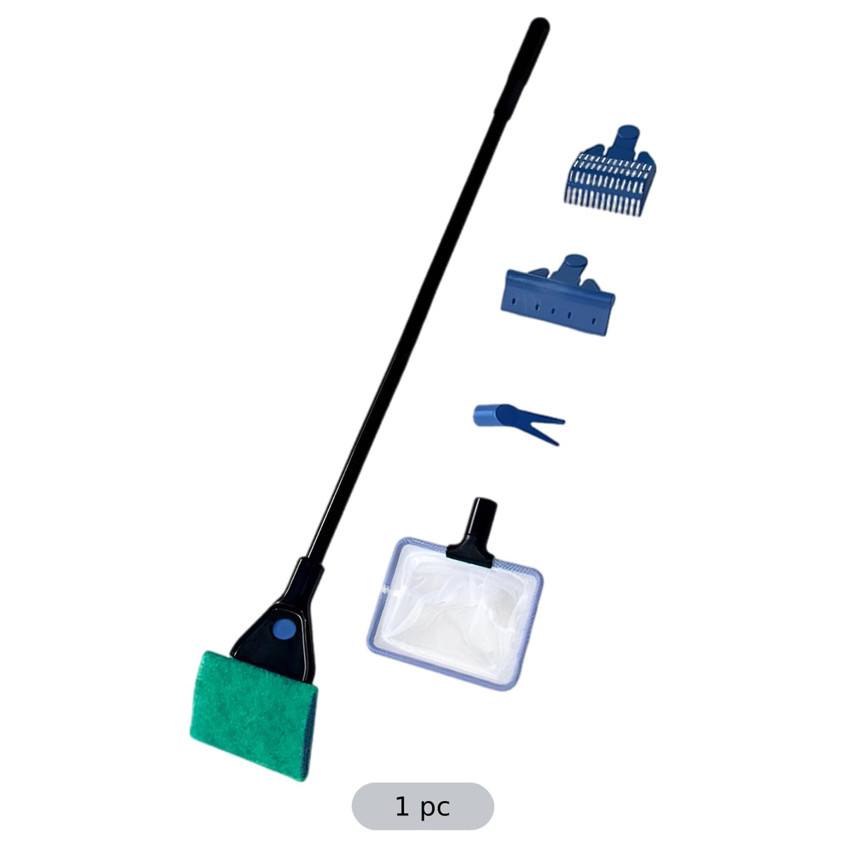 5 in 1 Aquarium Cleaning Kit with Algae Scraper Gravel Rake Fish Net and Brush Q65413