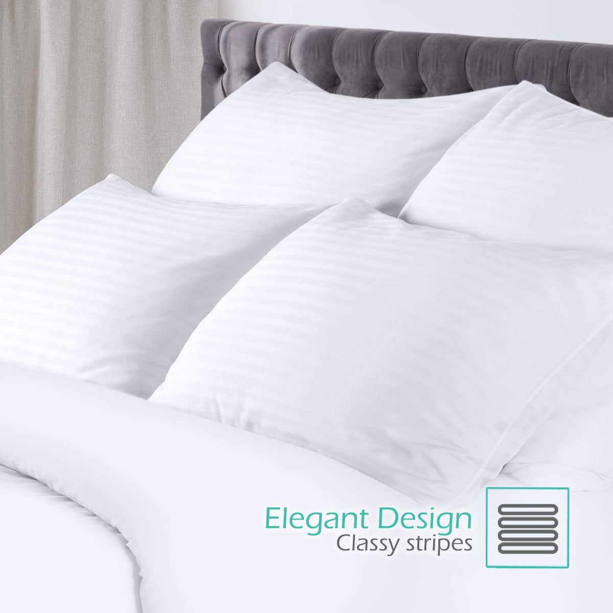 Queen Size Cotton Down Alternative Pillows Set of 2 N3694