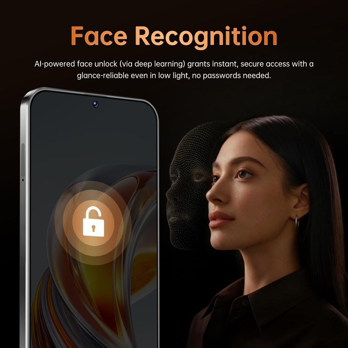 Unlocked 4G Smartphone 6.6" HD Display 4GB RAM 32GB ROM Black J78238