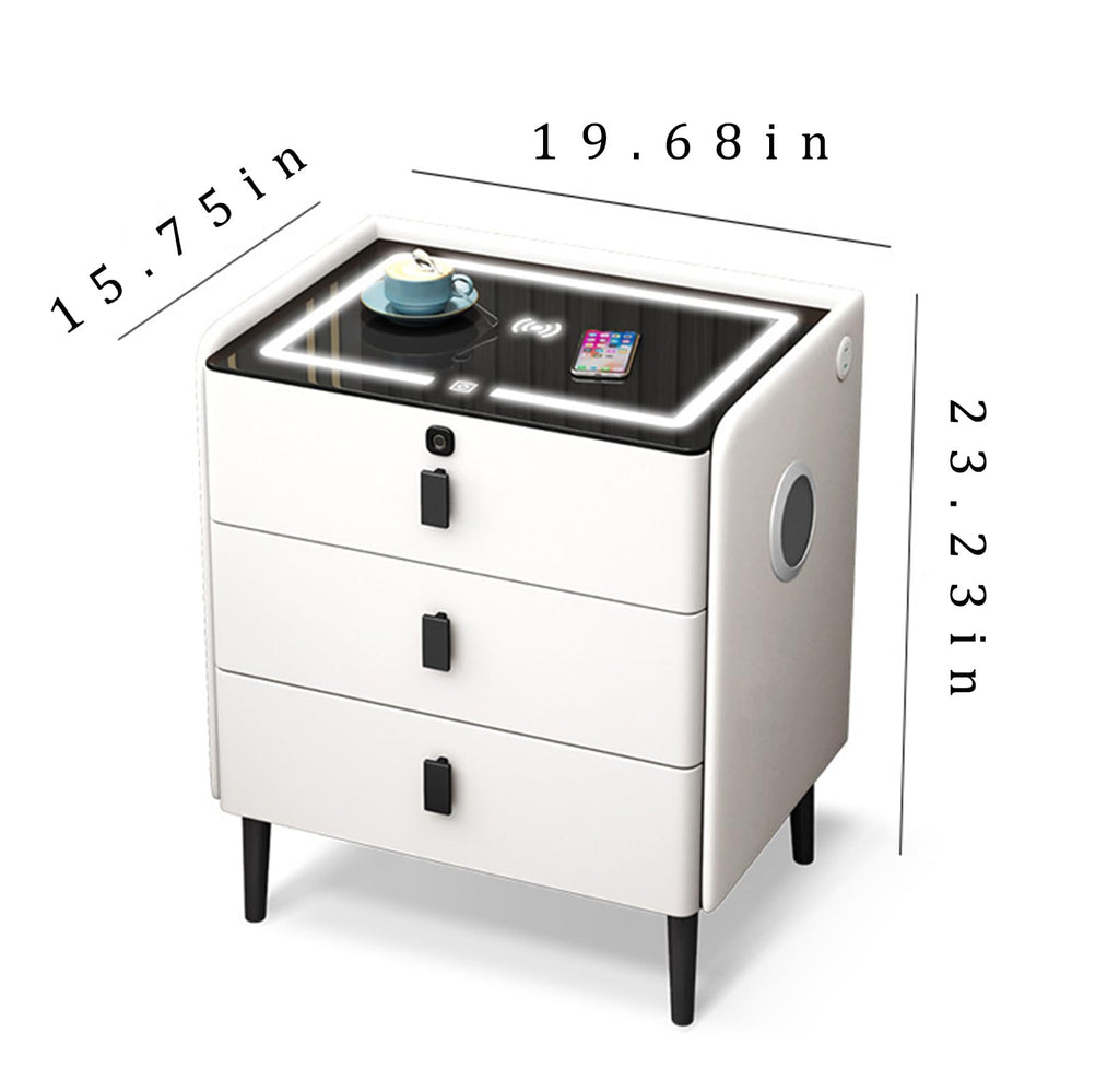 Khaki 3 Drawer Smart Nightstand with Wireless Charging I844