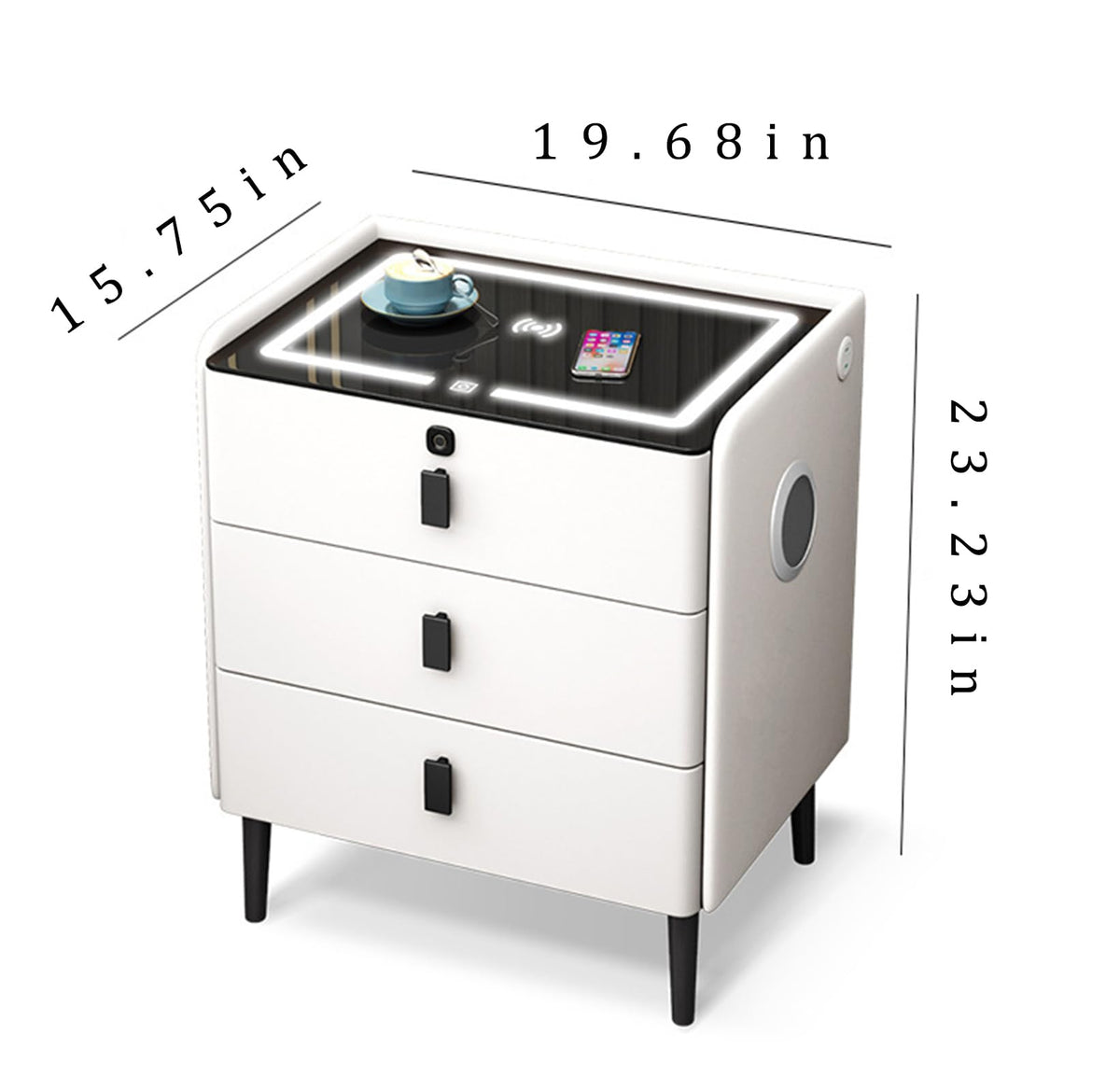 Khaki 3 Drawer Smart Nightstand with Wireless Charging I844