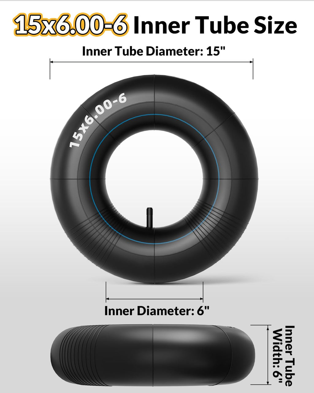 15x6.00-6 Inner Tube with TR-13 Valve Stem, 2 Pack B762