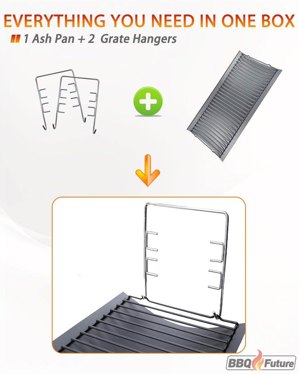 27 inch Porcelain-coated Steel Ash Pan with 2pcs Fire Grate Hanger O435