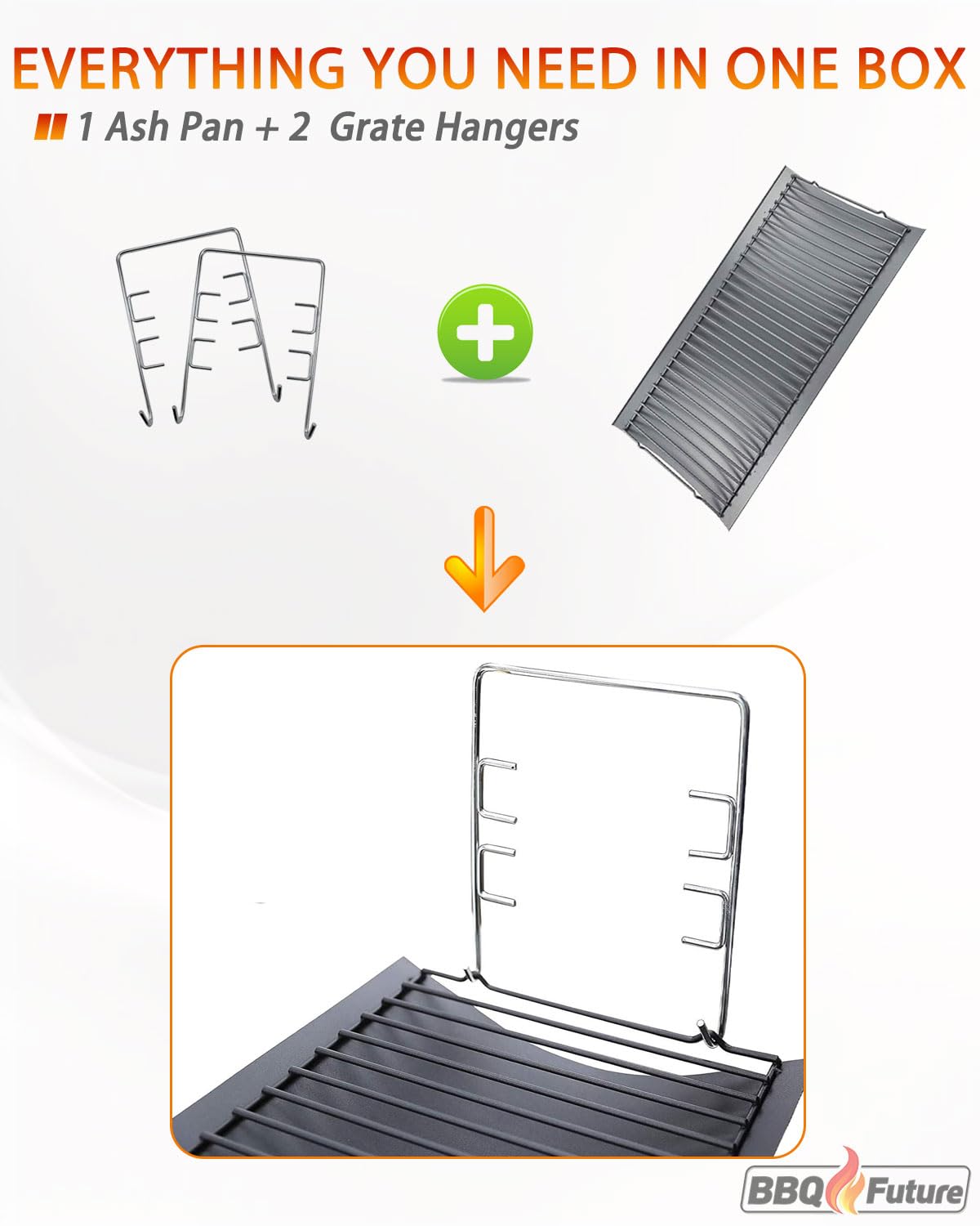 27 inch Porcelain-coated Steel Ash Pan with 2pcs Fire Grate Hanger O435