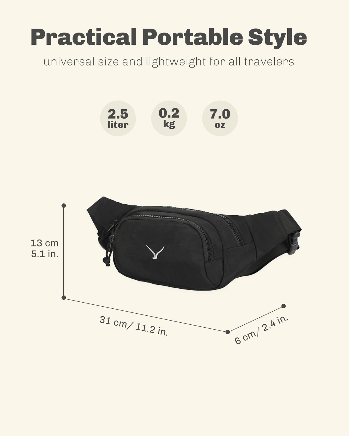 Rolling Backpack with Wheels 43L with Waist Pack Black X6105