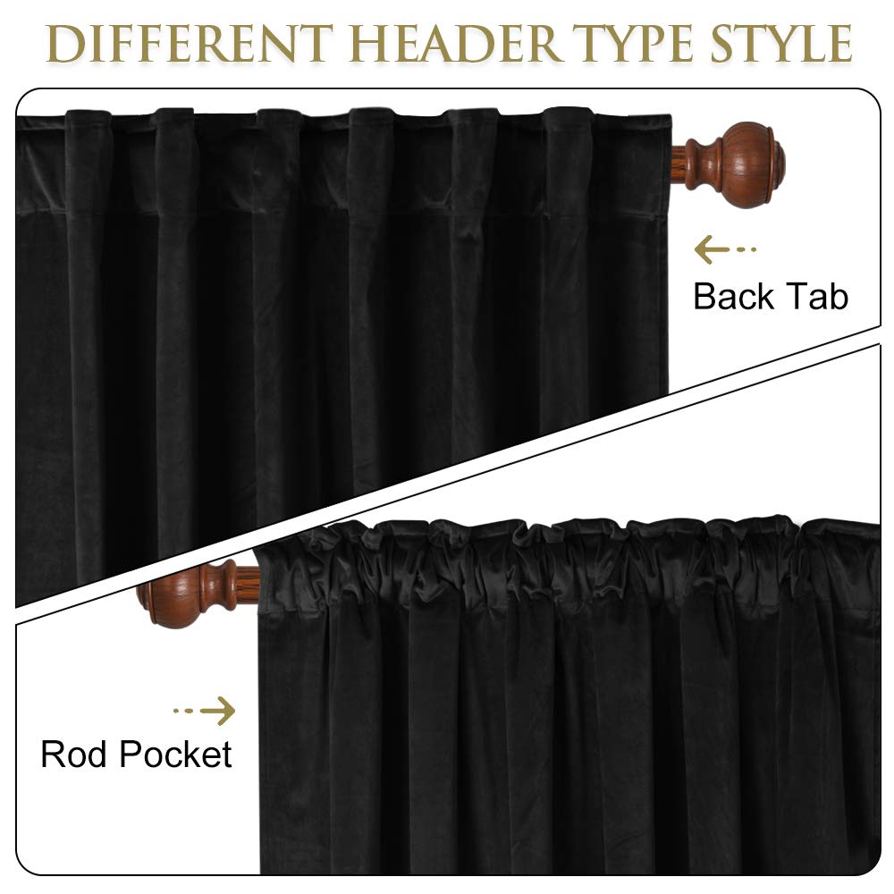 Black Velvet Curtains 1 Panel H653