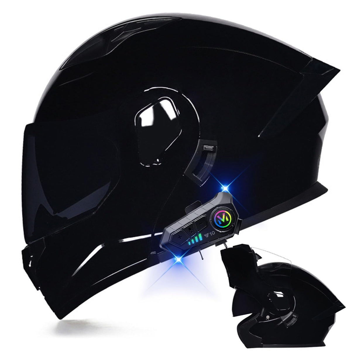 Modular Bluetooth Motorcycle Helmet DOT Approved Dual Visor Flip up I2438