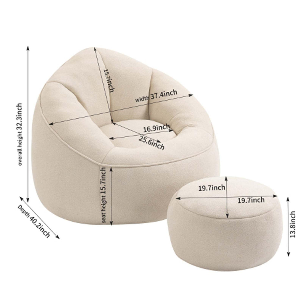 Microfiber Memory Foam Bean Bag Chair with Ottoman T4852