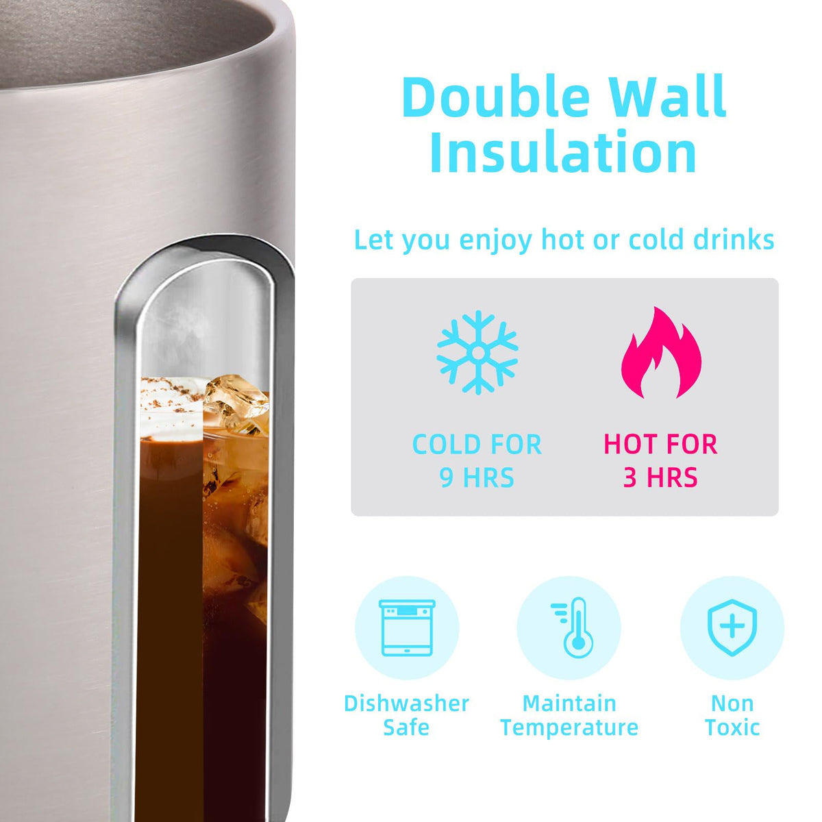 14oz Insulated Stainless Steel Coffee Mug with Lid 2 Pack S60445