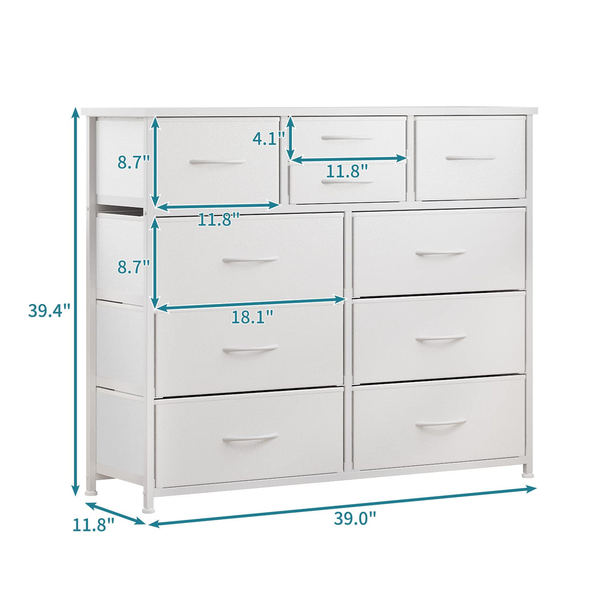 White 10 Drawer Fabric Dresser Y47764