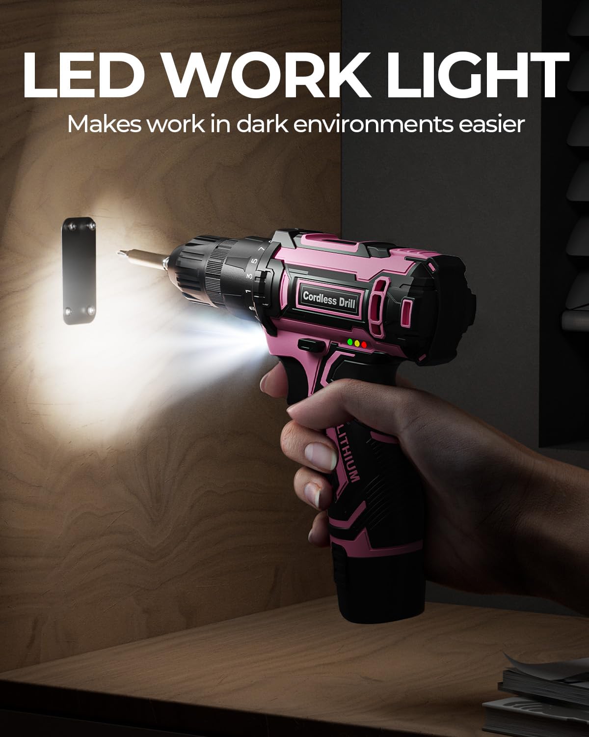 Pink Cordless Drill Set with Battery & Charger B4541