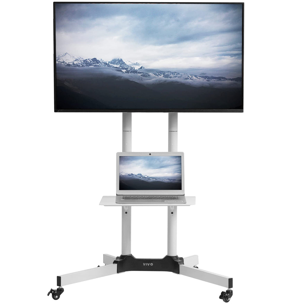 Mobile TV Cart for 32 to 83 inch Screens up to 110 lbs, White F324