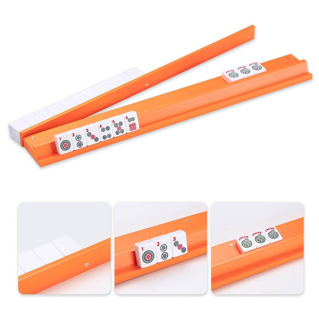 Orange Wooden Mahjong Racks with Pushers Set of 4 G185690