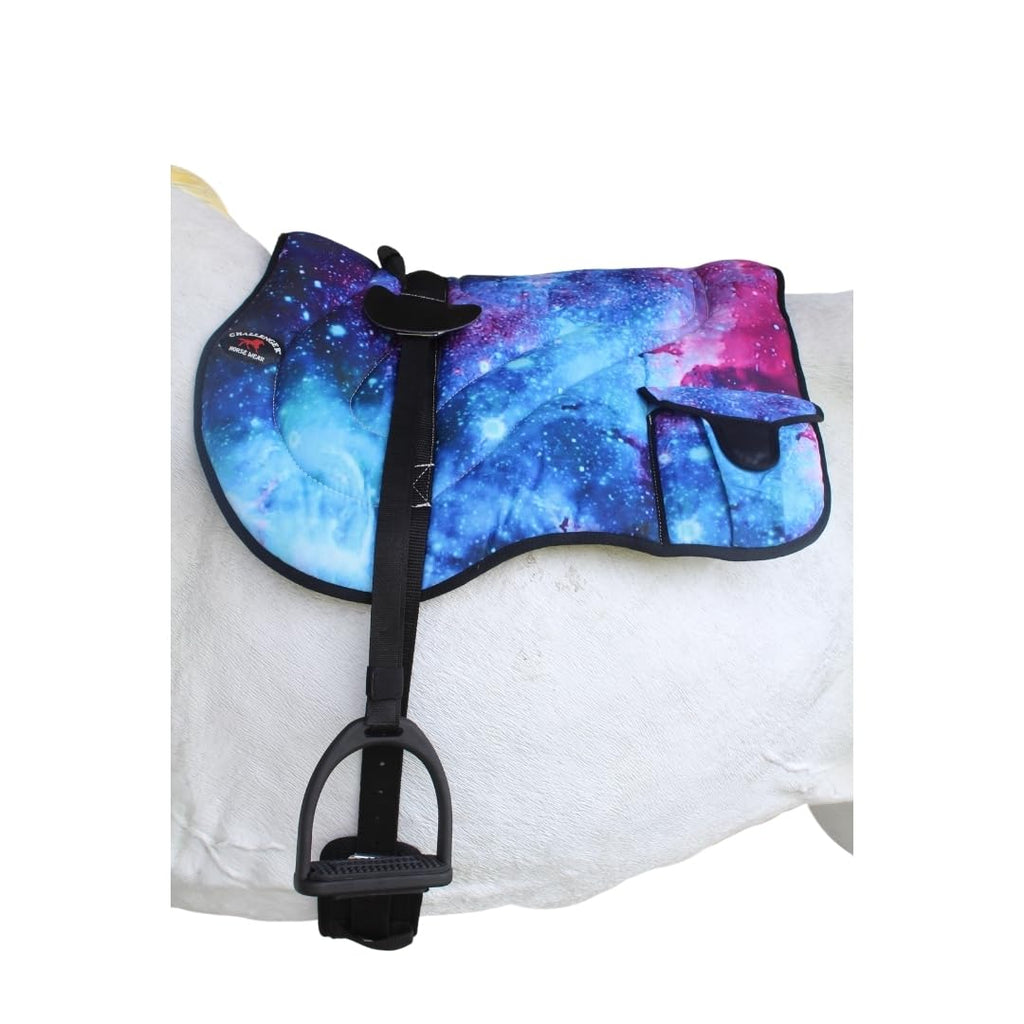 Neoprene Padded Anti-Slip Bareback Saddle Pad Blue Plaid S821
