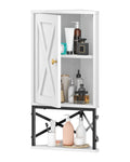 White and Black Corner Wall Cabinet with Adjustable Shelf N29916