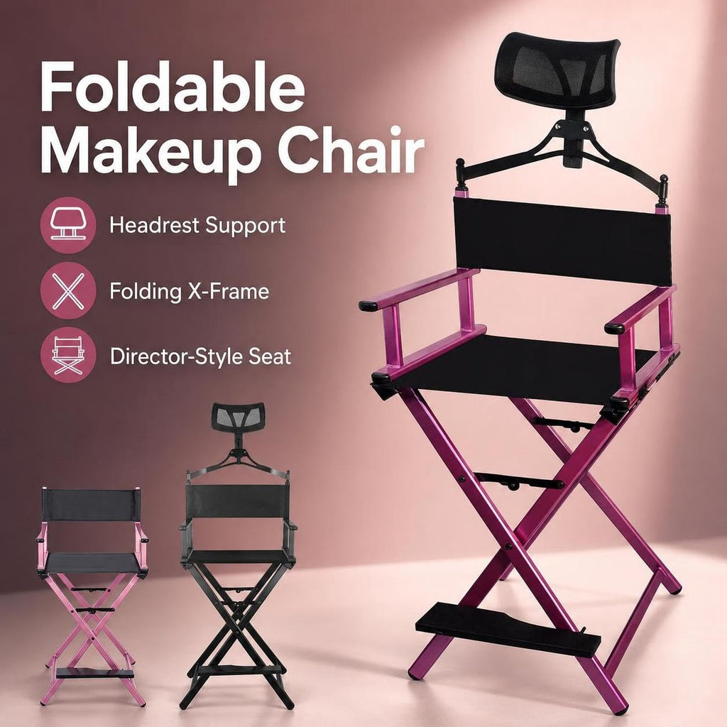 Foldable Adjustable Height Director Chair with Headrest K29087
