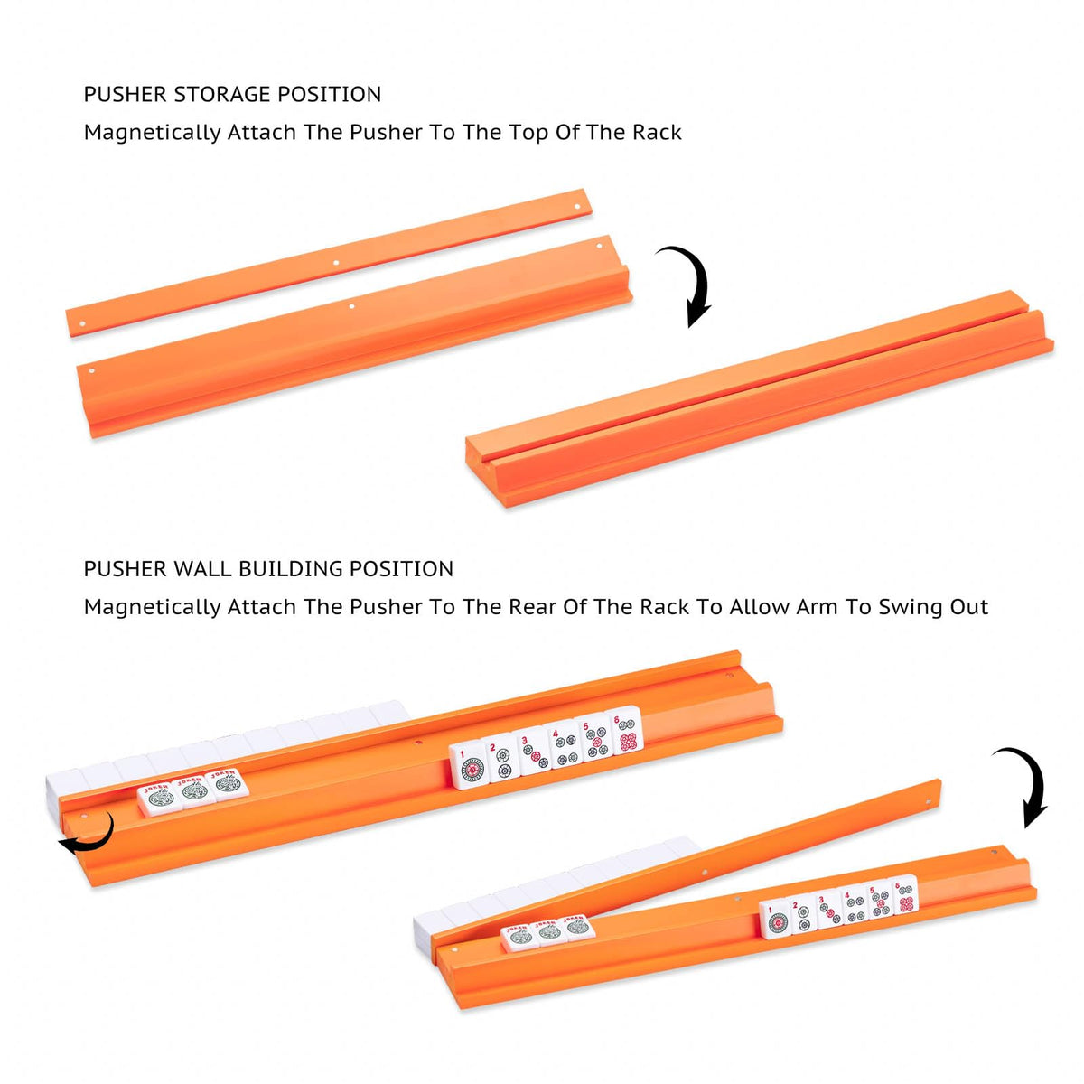 Orange Wooden Mahjong Racks with Pushers Set of 4 G185690