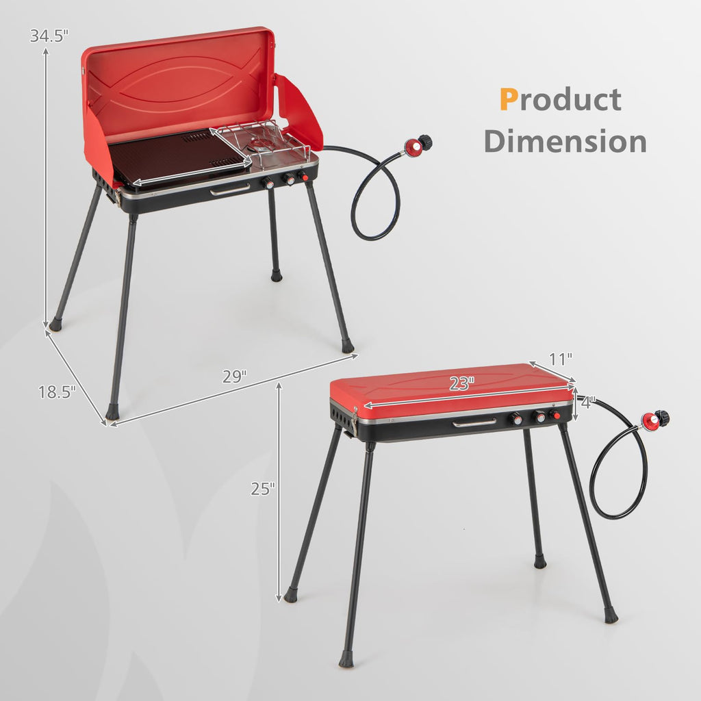 2-Burner Propane Camping Stove with Detachable Legs L21240