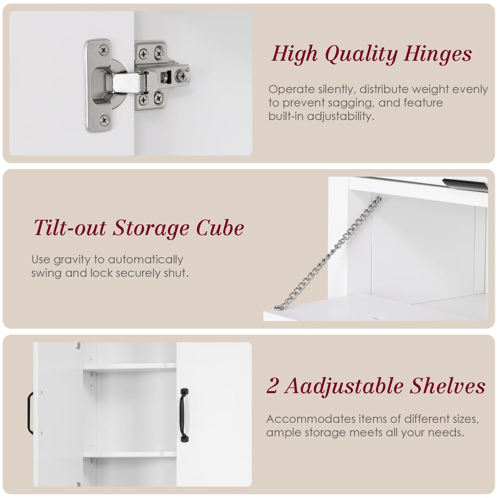 White Over the Toilet Storage Cabinet with Doors N60911