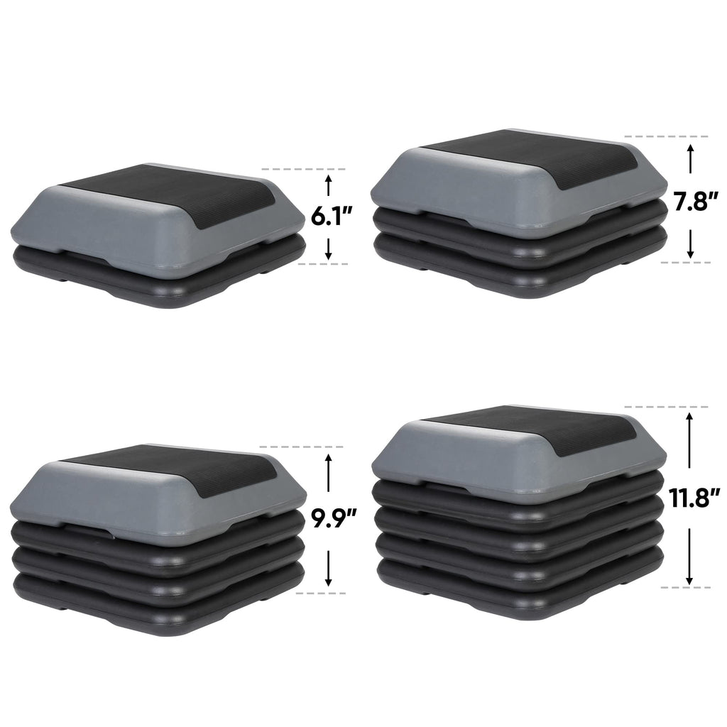 Height Adjustable Step Aerobic Platform with 4 Risers Z373