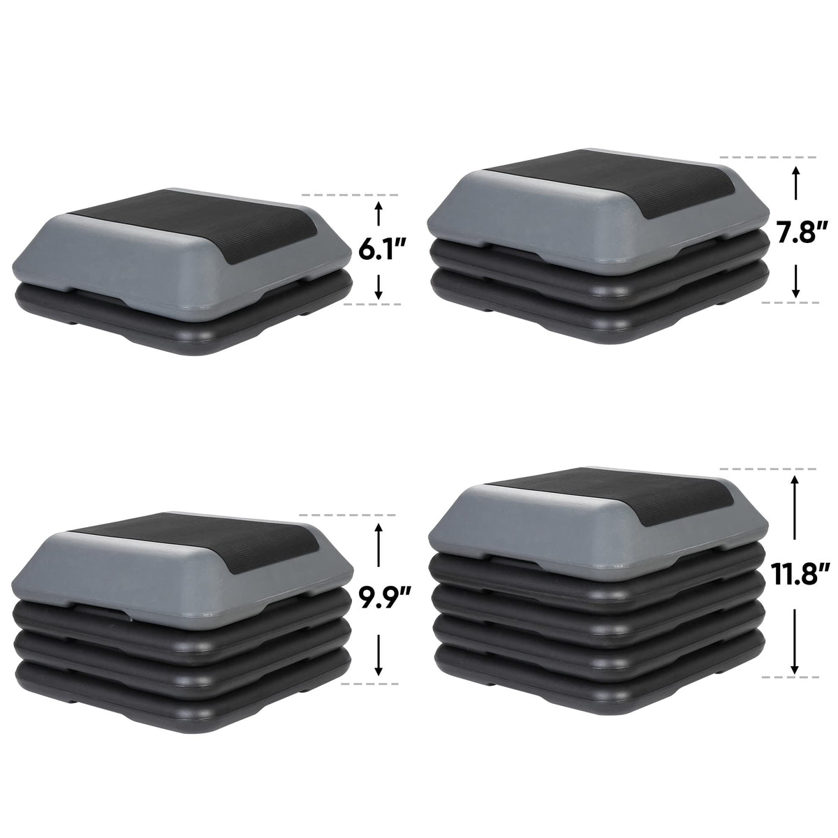 Height Adjustable Step Aerobic Platform with 4 Risers Z373