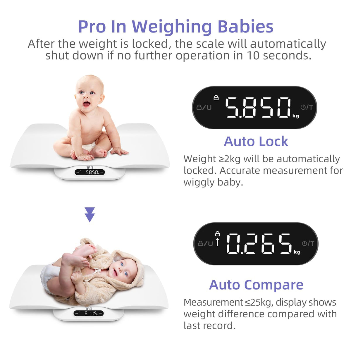 Baby Scale with Detachable Tray, Up to 400lb/180kg Y81355