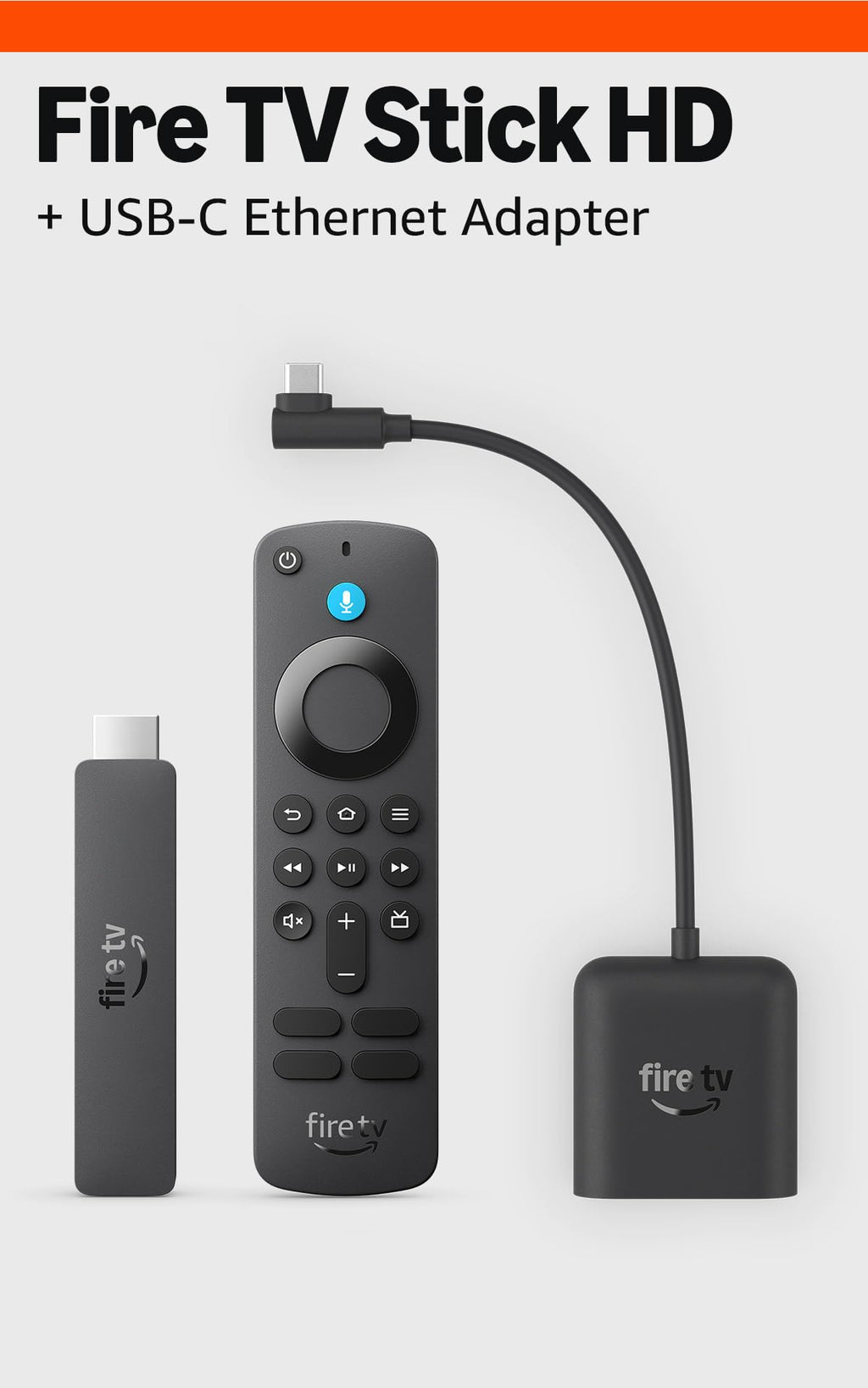 Fire TV Stick HD with USB-C Ethernet Adapter T9112