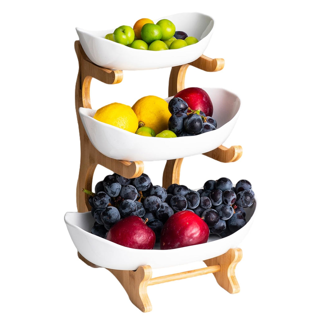 3 Tier White Ceramic Fruit Basket R33599