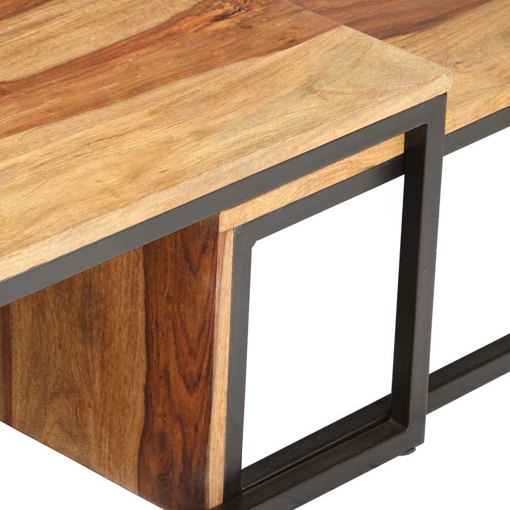 2 pcs Solid Sheesham Wood Nesting Coffee Table O323