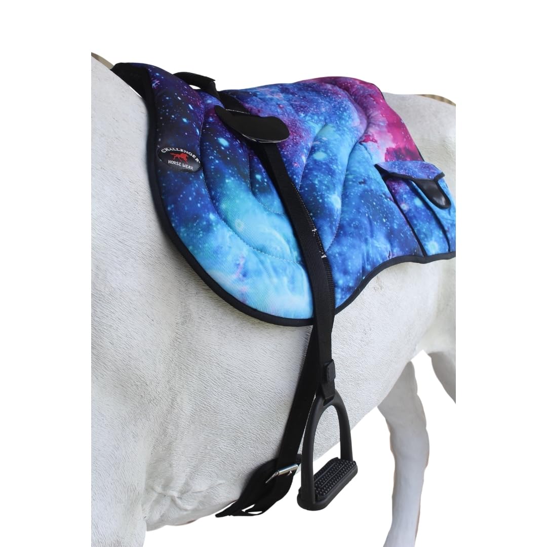 Neoprene Padded Anti-Slip Bareback Saddle Pad Blue Plaid S821