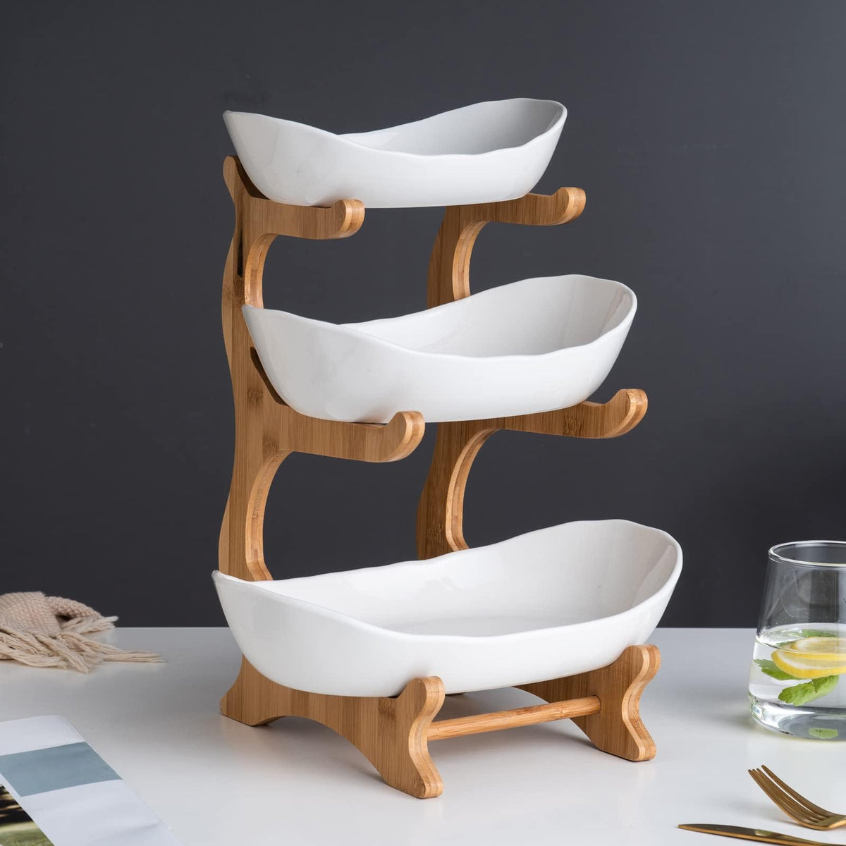 3 Tier White Ceramic Fruit Basket R33599